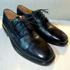 Johnston & Murphy Genuine Deerskin Black Cap Toe Oxfords Men’s Sz 9W Excellent